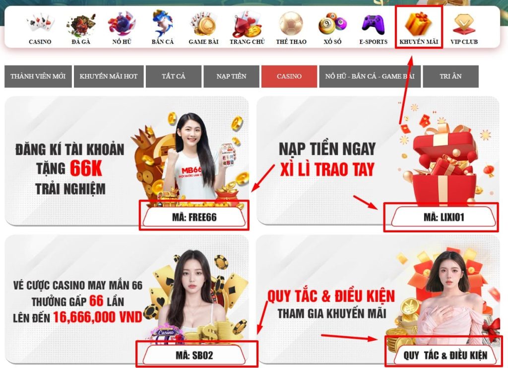Hướng Dẫn Cách Nhận Code Khuyến Mãi MB66 Rinh Quà Về Túi 2 Nhận mã khuyến mãi tại mục khuyến mãi